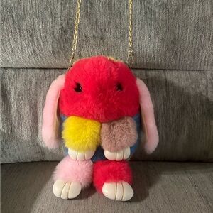 Colorful Plush Bunny Crossbody Bag